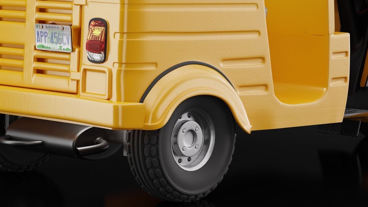 Auto Rickshaw Bajaj Tricycle Keke Napep 3D model_6