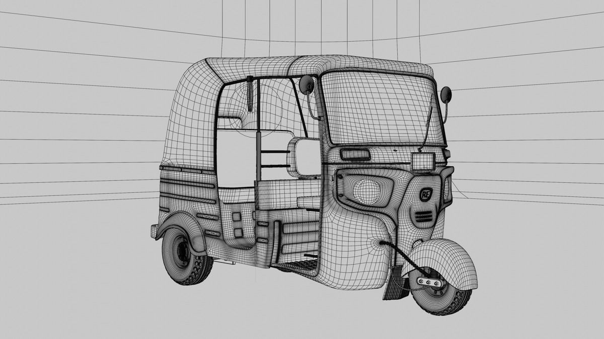 Auto Rickshaw Bajaj Tricycle Keke Napep 3D model_12