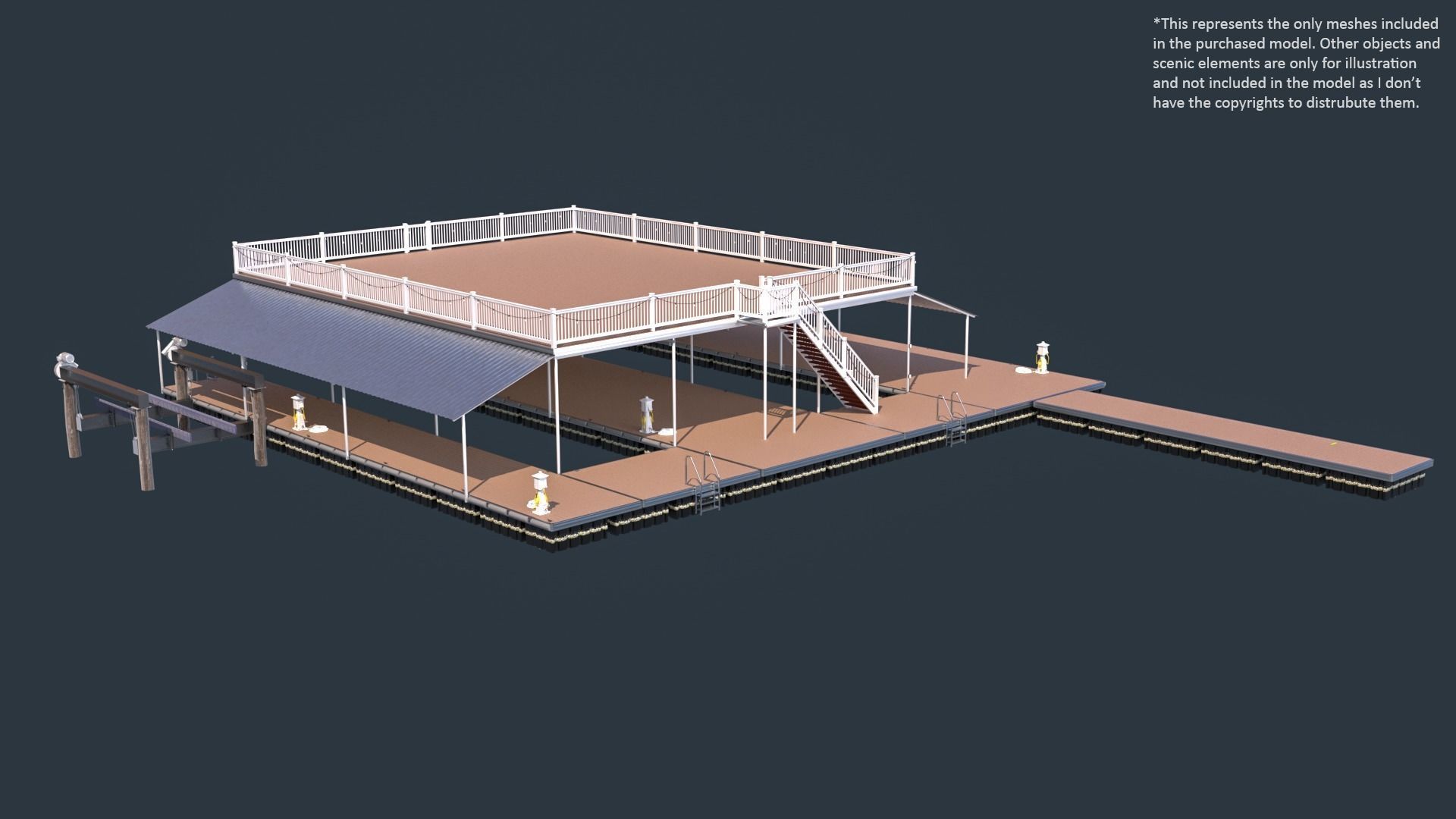 Floating Pier - Dock Deluxe 3D model_15