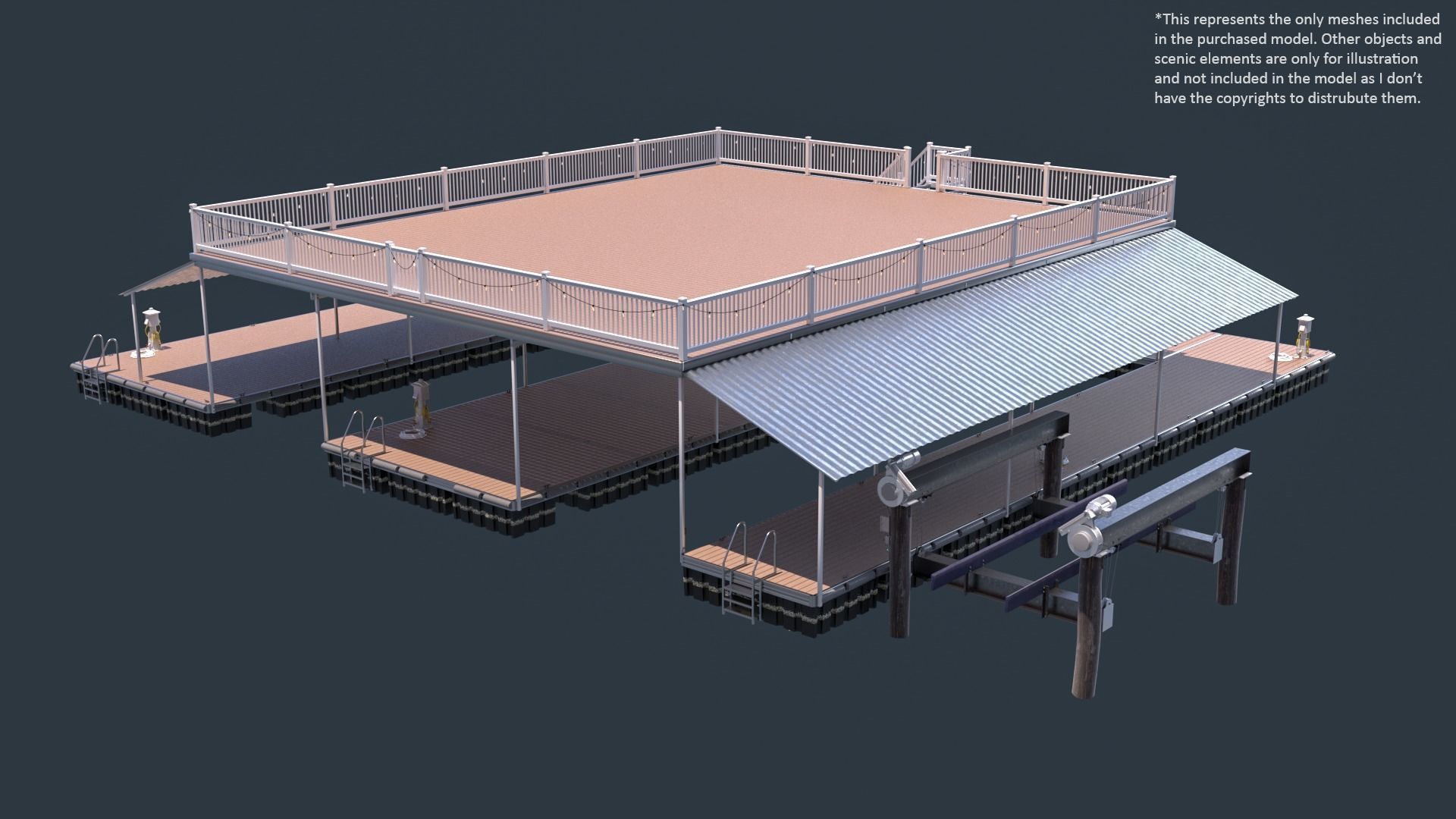 Floating Pier - Dock Deluxe 3D model_16