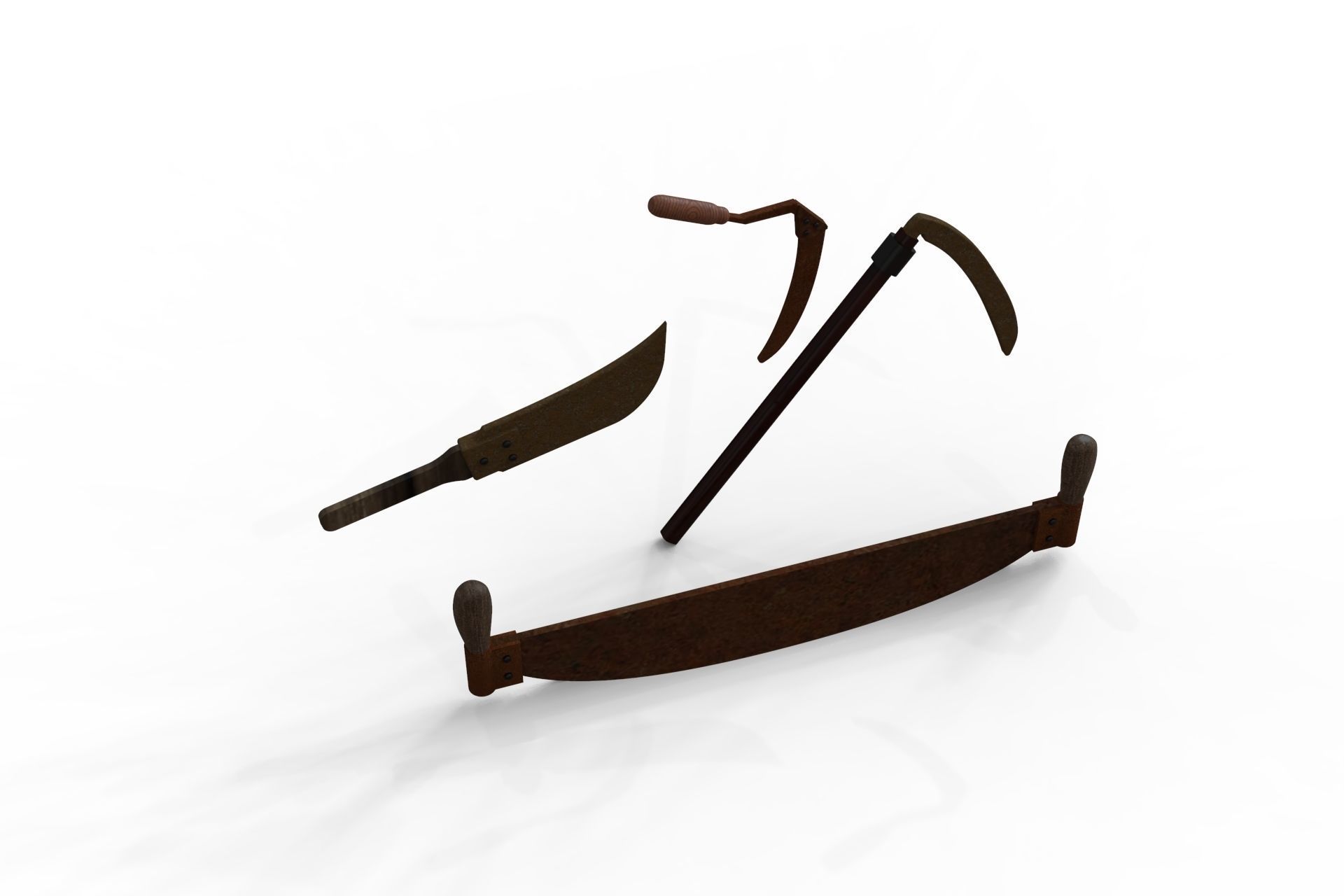 PrintablesSTL Sickle Scythe Old Farm Tool saw and machete Free 3D print model_14