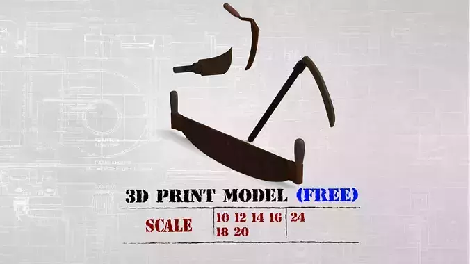 PrintablesSTL Sickle Scythe Old Farm Tool saw and machete Free 3D print model