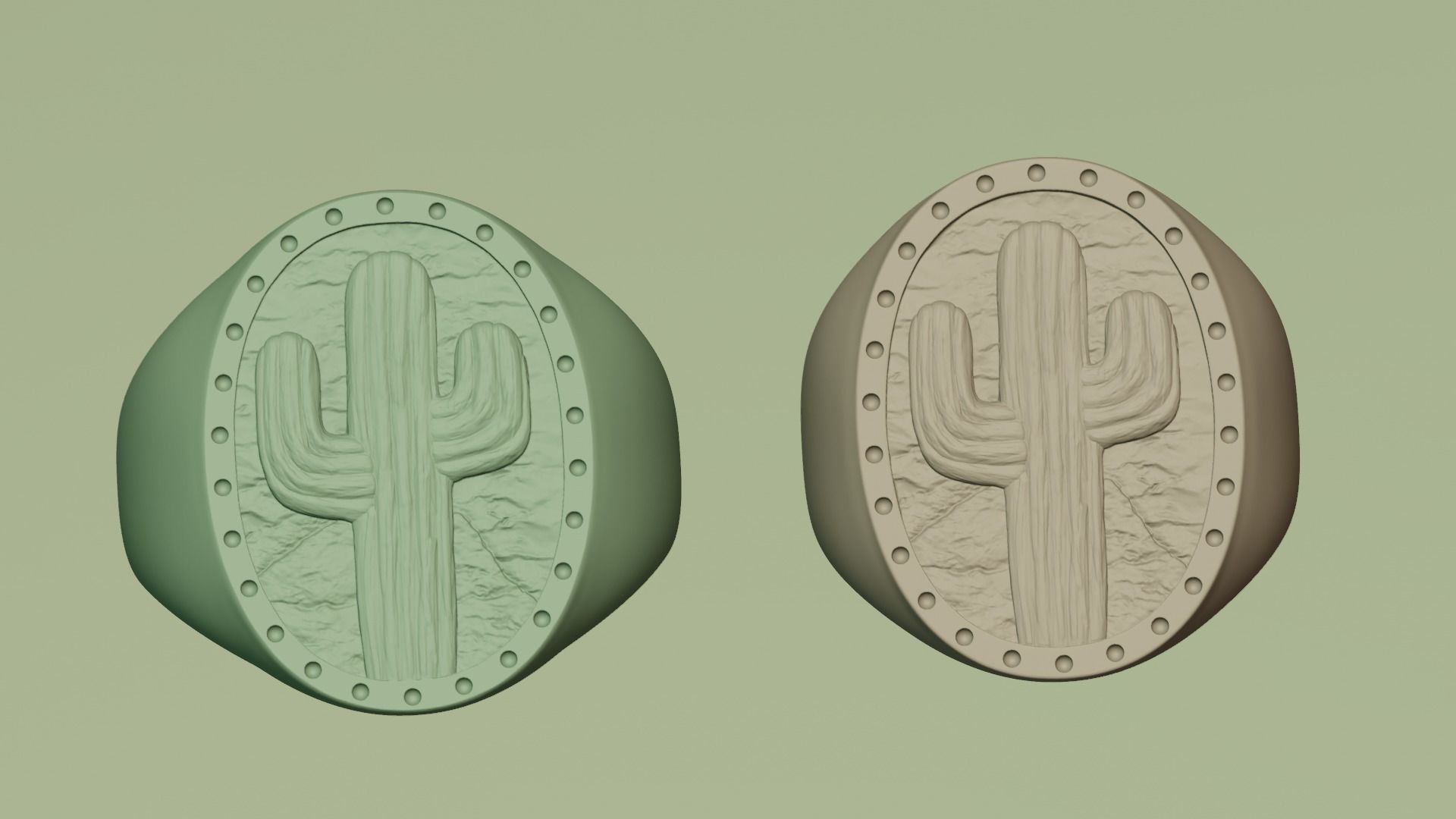 Cactus Signet Ring 3D print model_4