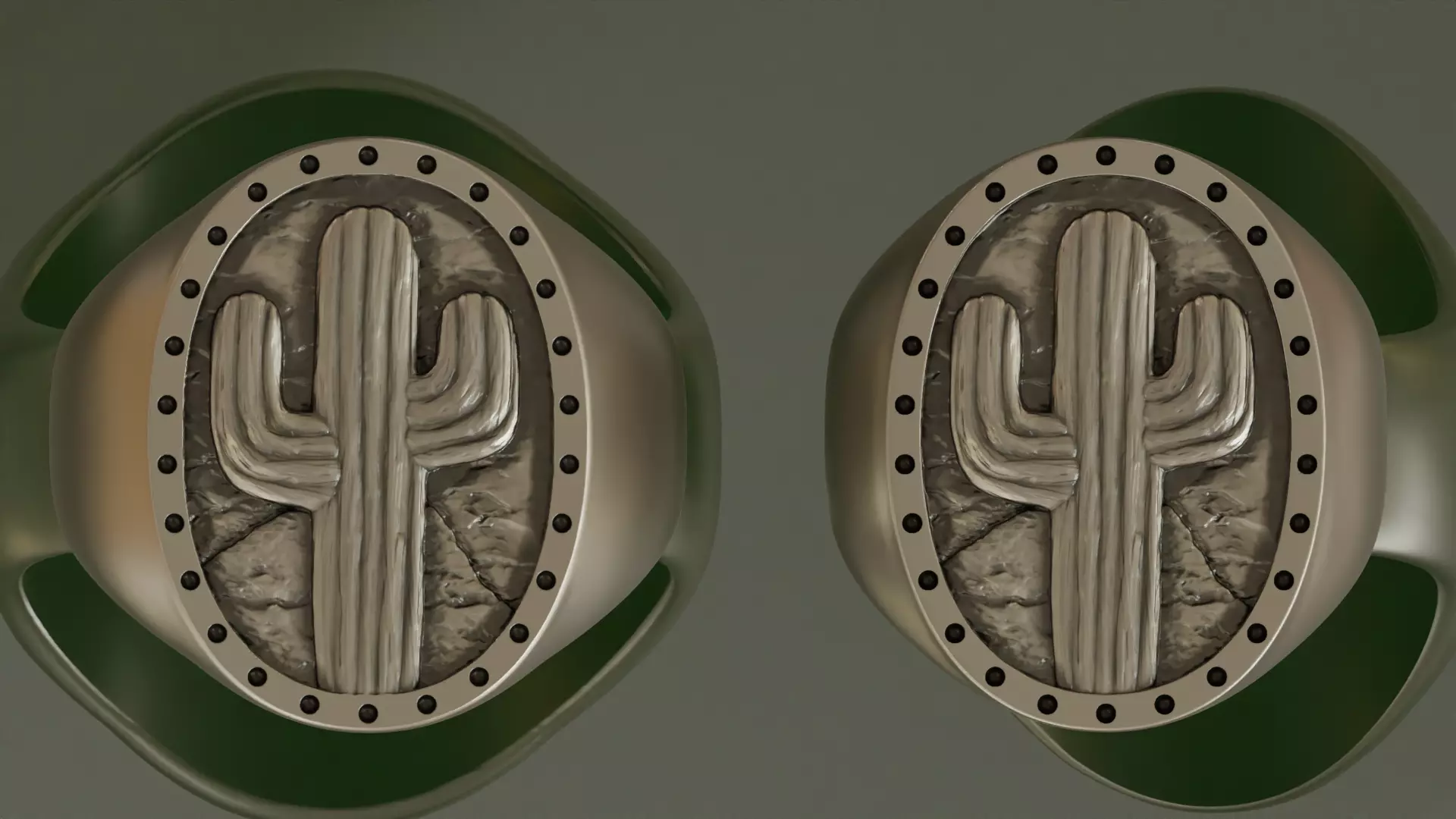 Cactus Signet Ring 3D print model_0