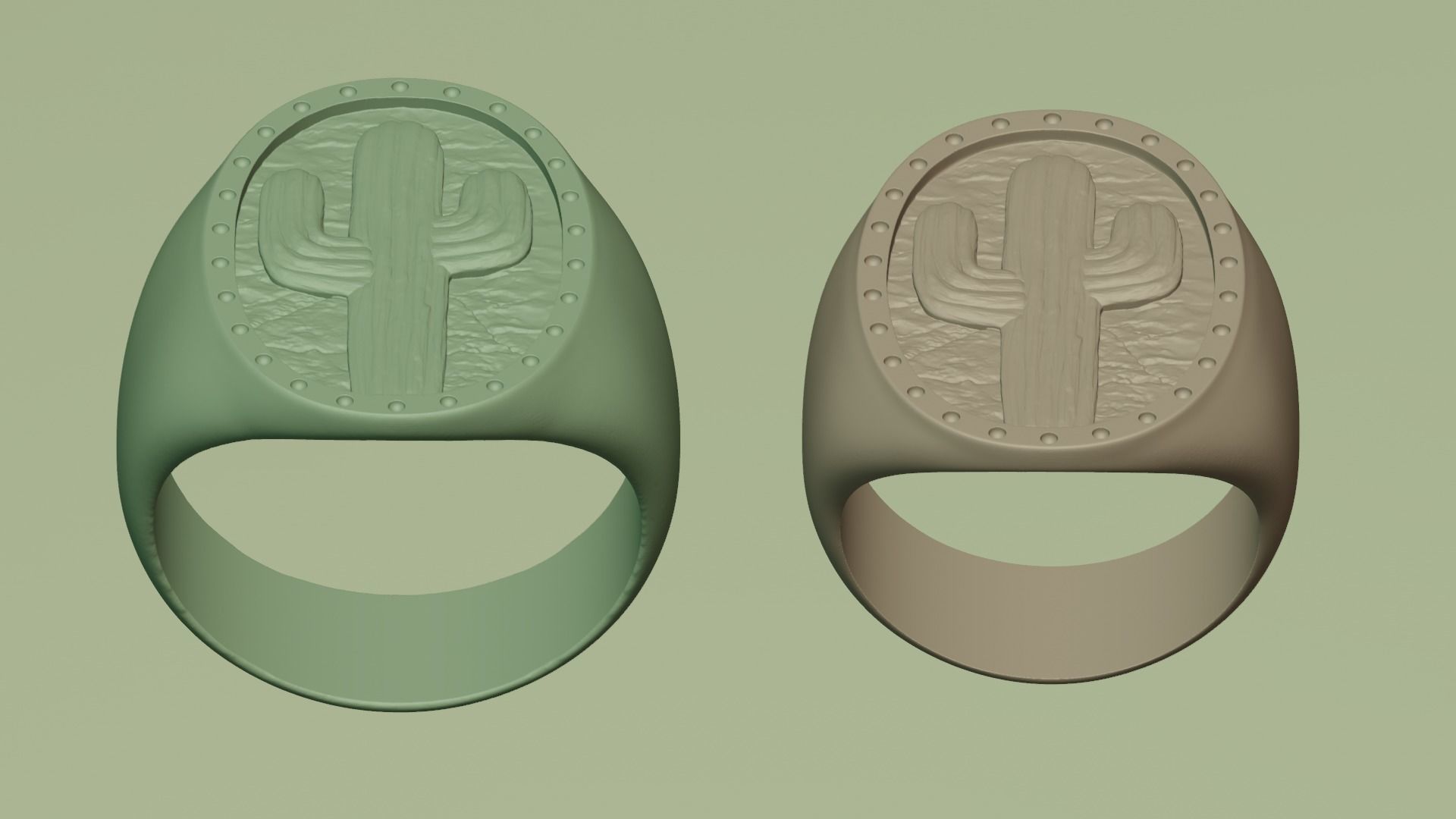 Cactus Signet Ring 3D print model_3