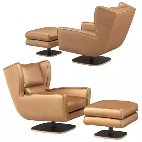 Hewn SKOOP ON A SWIVEL ARMCHAIR WITH OTTOMAN   Ted Boerner