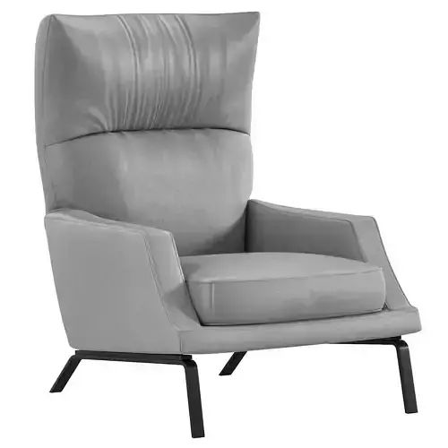 LIGHT GREY LATHER ARMCHAIR BY NATUZZI ITALIA COLLECTION