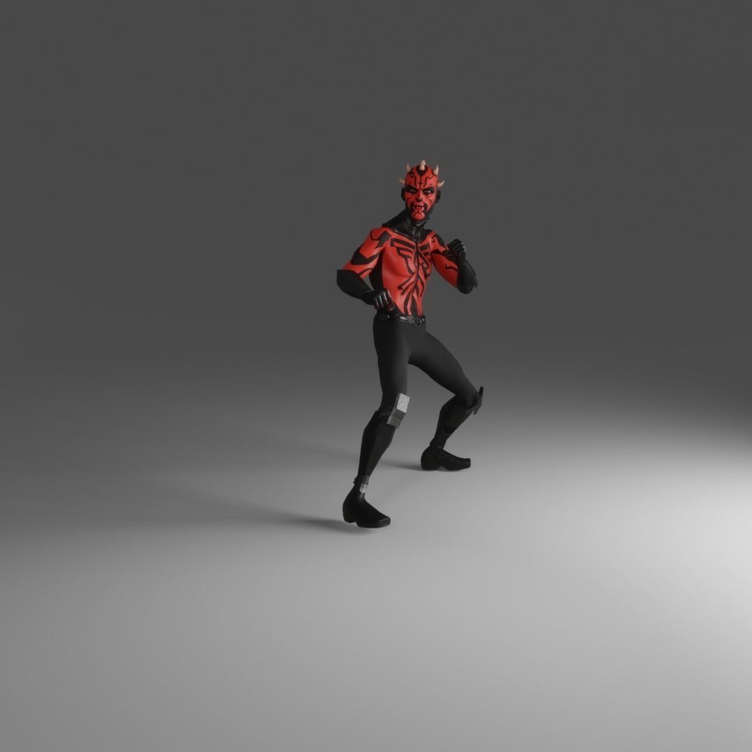 Darth Maul 3D model Rigged 2500 free animation tutorial Low-poly 3D model_5