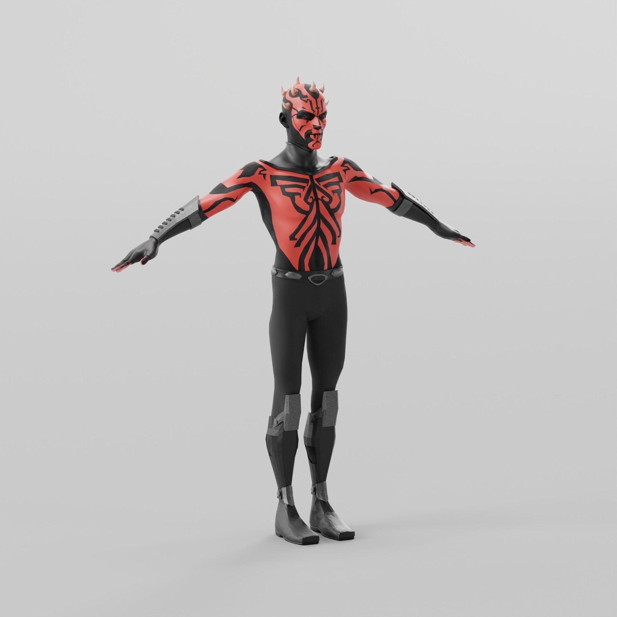 Darth Maul 3D model Rigged 2500 free animation tutorial Low-poly 3D model_7