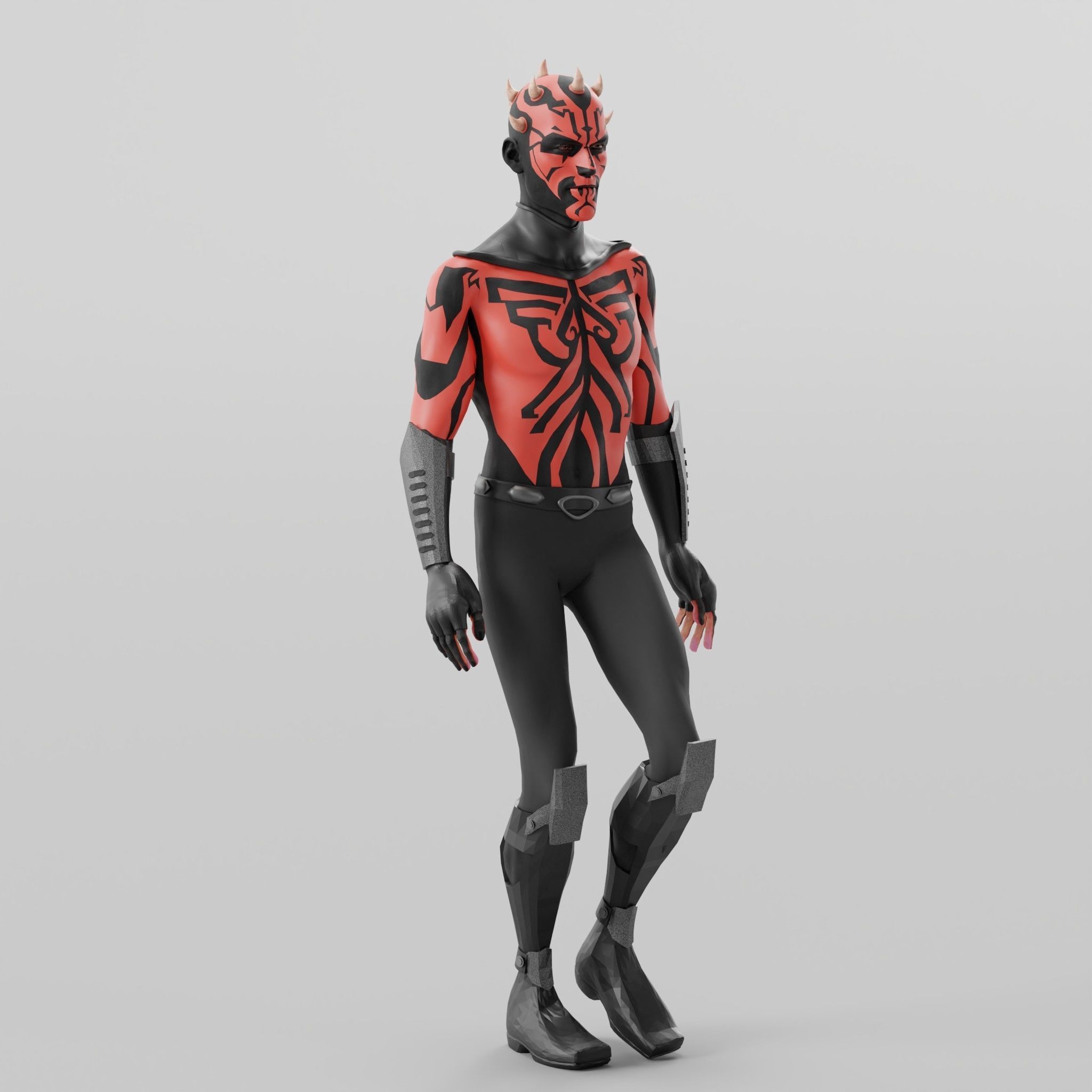 Darth Maul 3D model Rigged 2500 free animation tutorial Low-poly 3D model_6