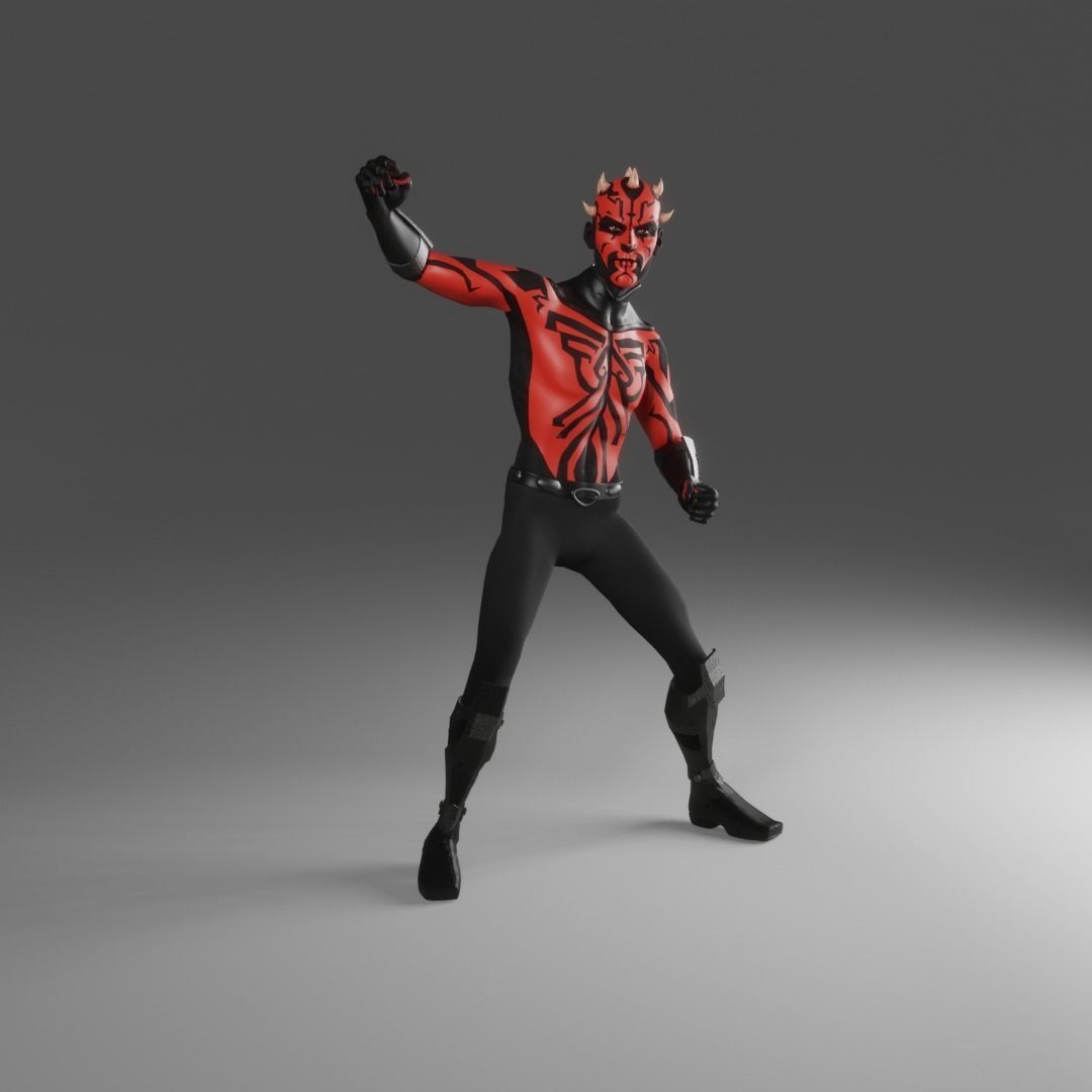 Darth Maul 3D model Rigged 2500 free animation tutorial Low-poly 3D model_3