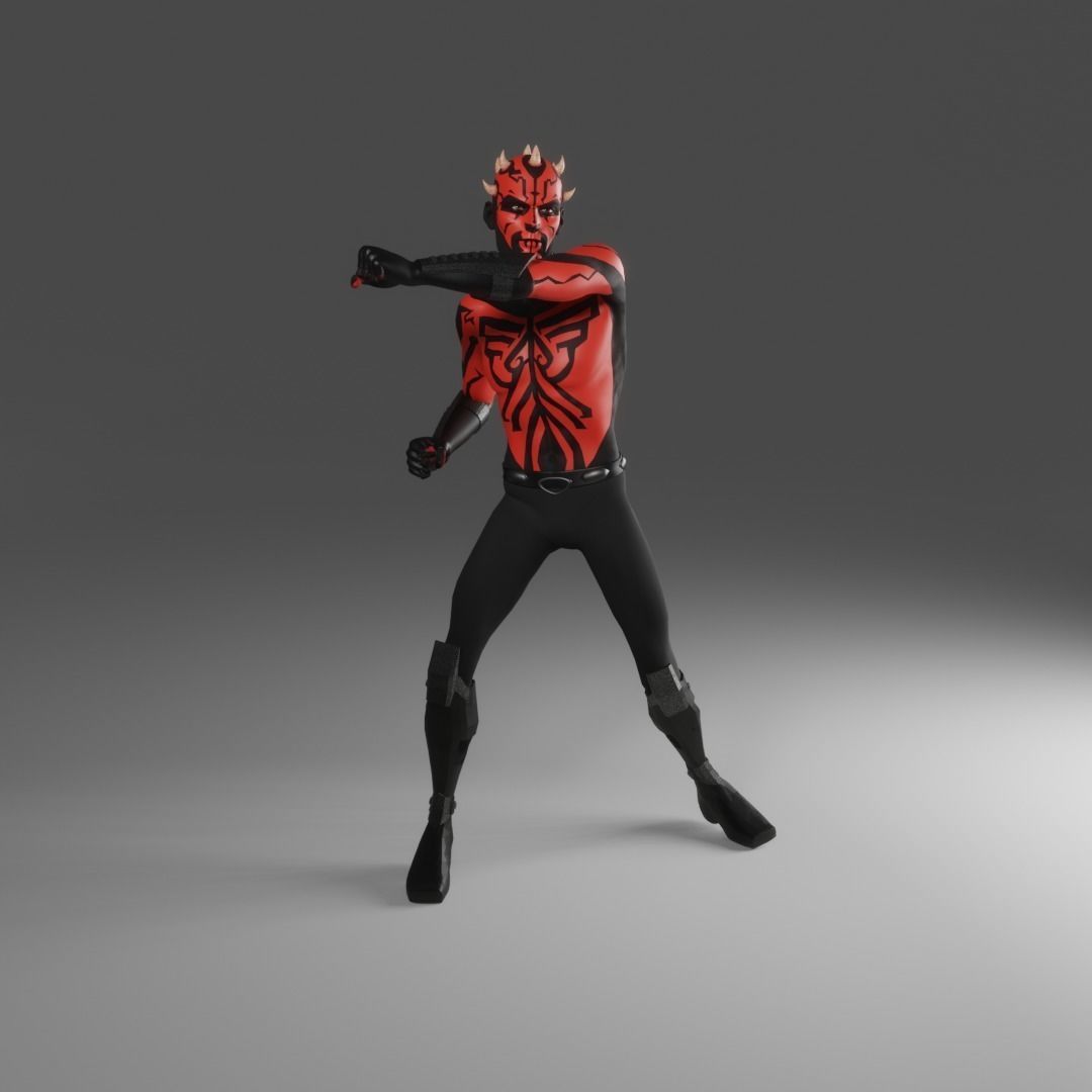 Darth Maul 3D model Rigged 2500 free animation tutorial Low-poly 3D model_4