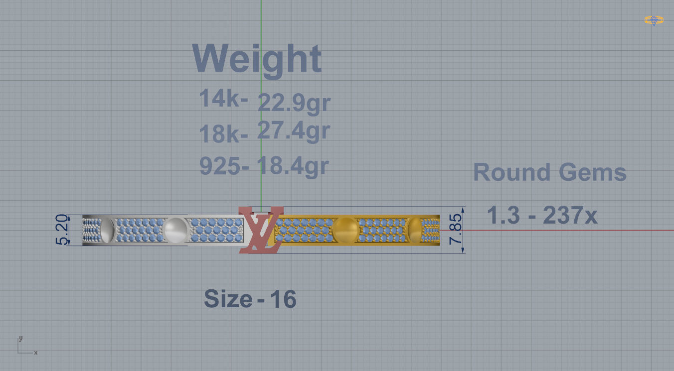 Louis Vuitton Bracelet 3D print model_3