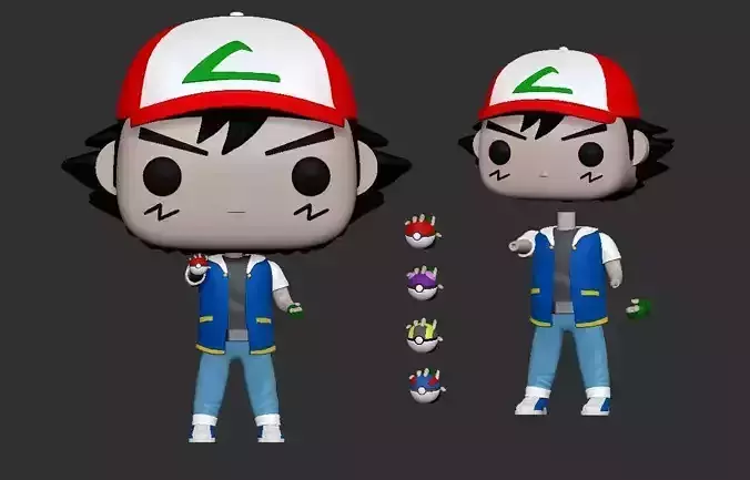 ASH KETCHUM - POKEMON - FUNKO 3D print model