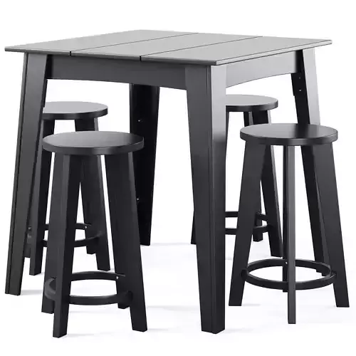 Alfresco Counter Table Square and Norm Stool by Loll designs 3D model