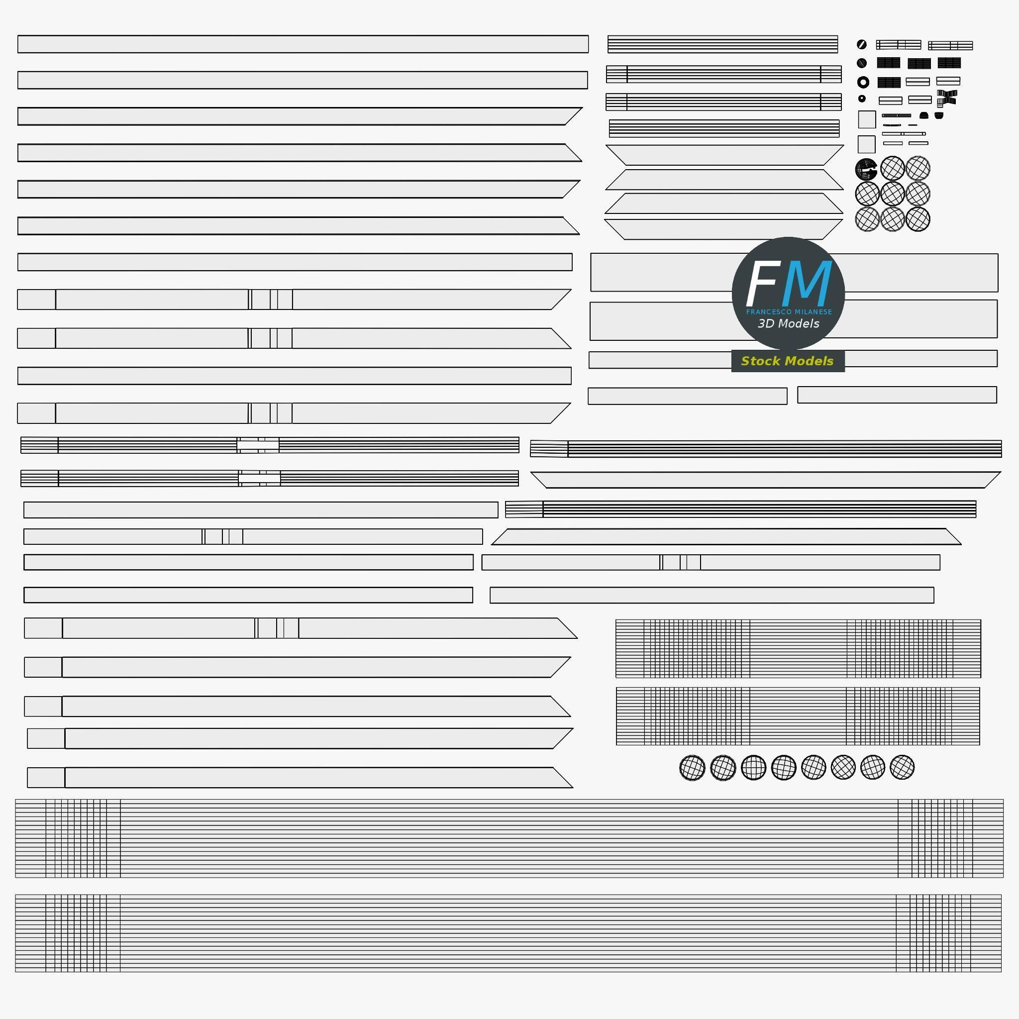 Double storefront glass door 3D model_11