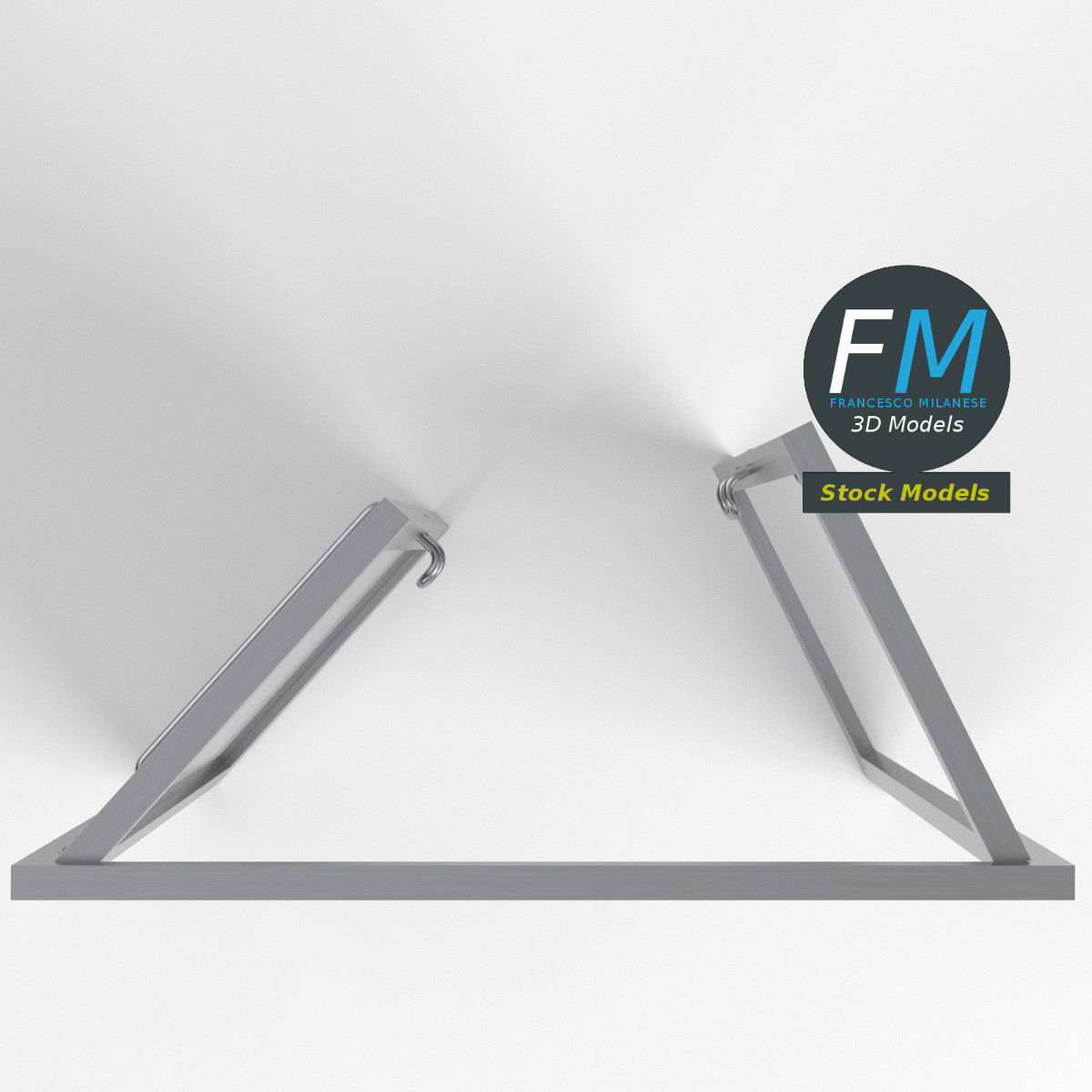 Double storefront glass door 3D model_6