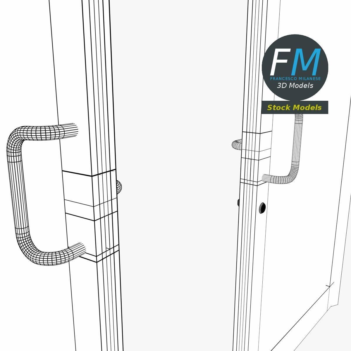 Double storefront glass door 3D model_8