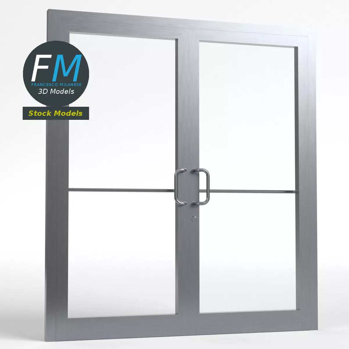 Double storefront glass door 3D model_0