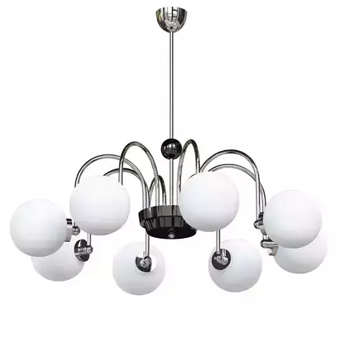 Modern Chrome Chandelier with White Glass Shade