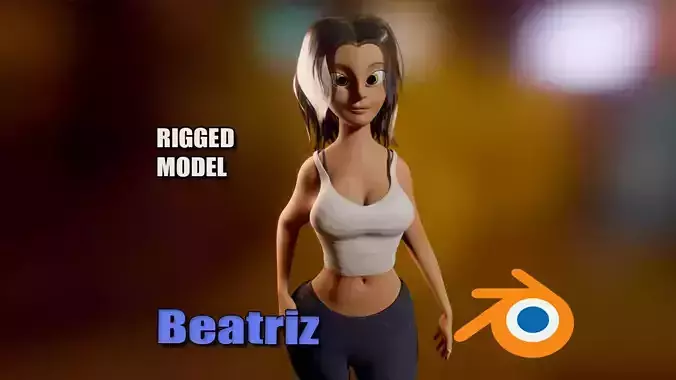 Beatriz cartoon woman Free low-poly 3D model