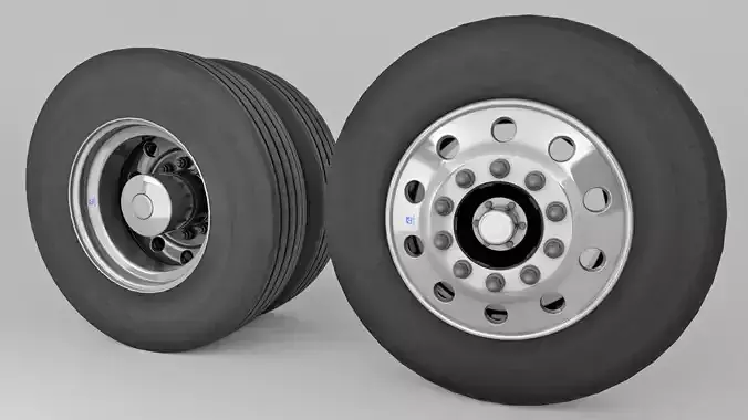Heavy Duty Truck and Bus Wheels and Tires 3D model
