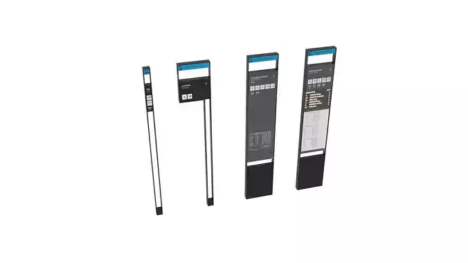 3D model prague tram and bus stop signs 3D model