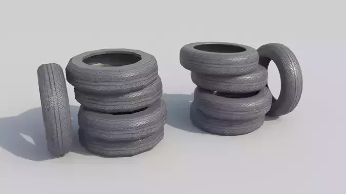 Tires in two variations of Polygons PBR Game-ready Low-poly 3D