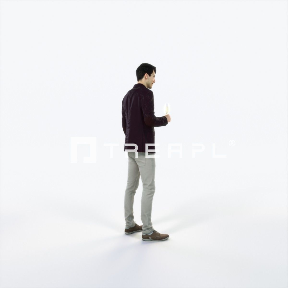 Prime 05L Champagne Glass Casual Man Low-poly 3D model_3