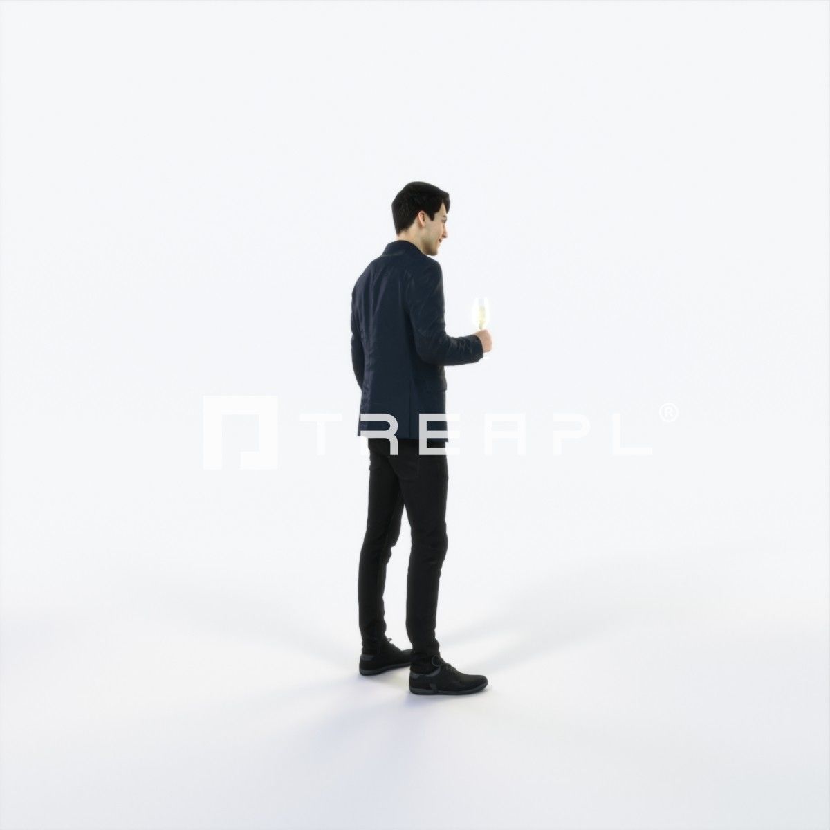 Prime 05F Champagne Glass Casual Man Low-poly 3D model_3