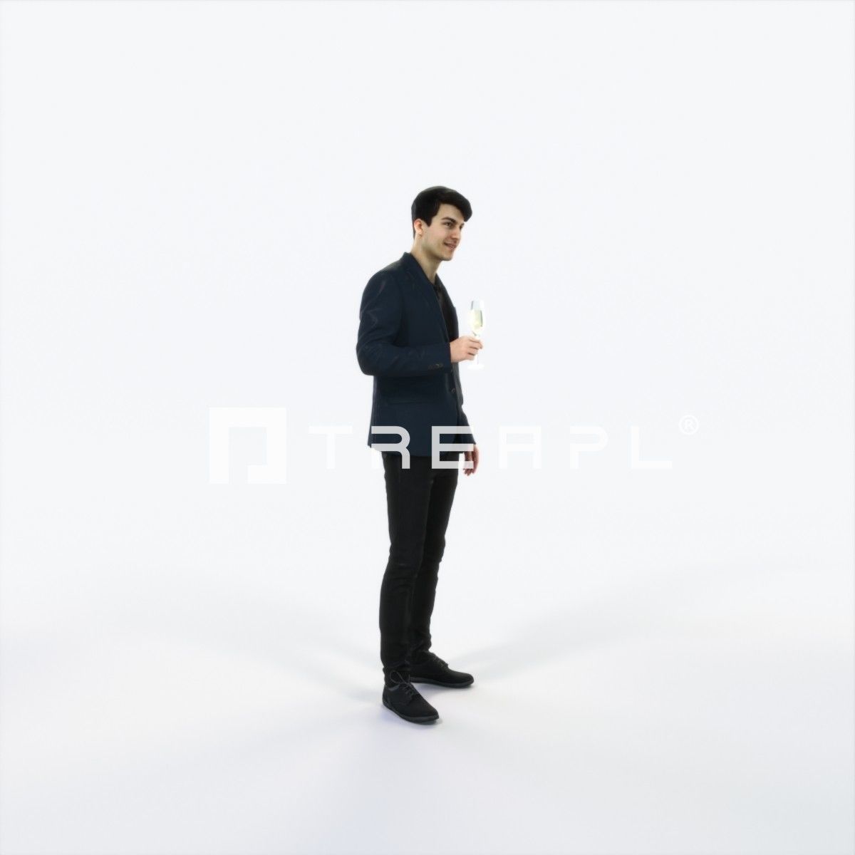 Prime 05F Champagne Glass Casual Man Low-poly 3D model_2