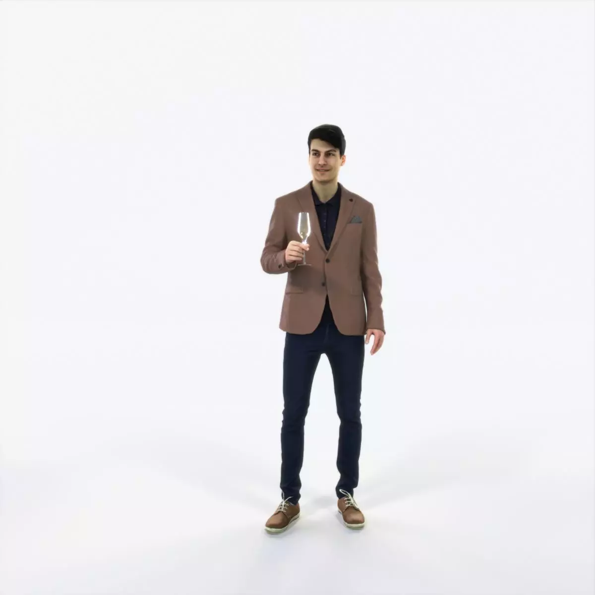Prime 05E Champagne Glass Casual Man Low-poly 3D model_0