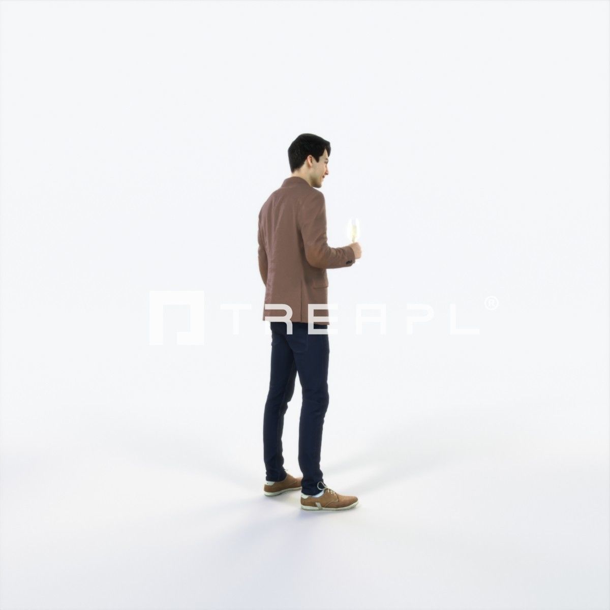 Prime 05E Champagne Glass Casual Man Low-poly 3D model_3