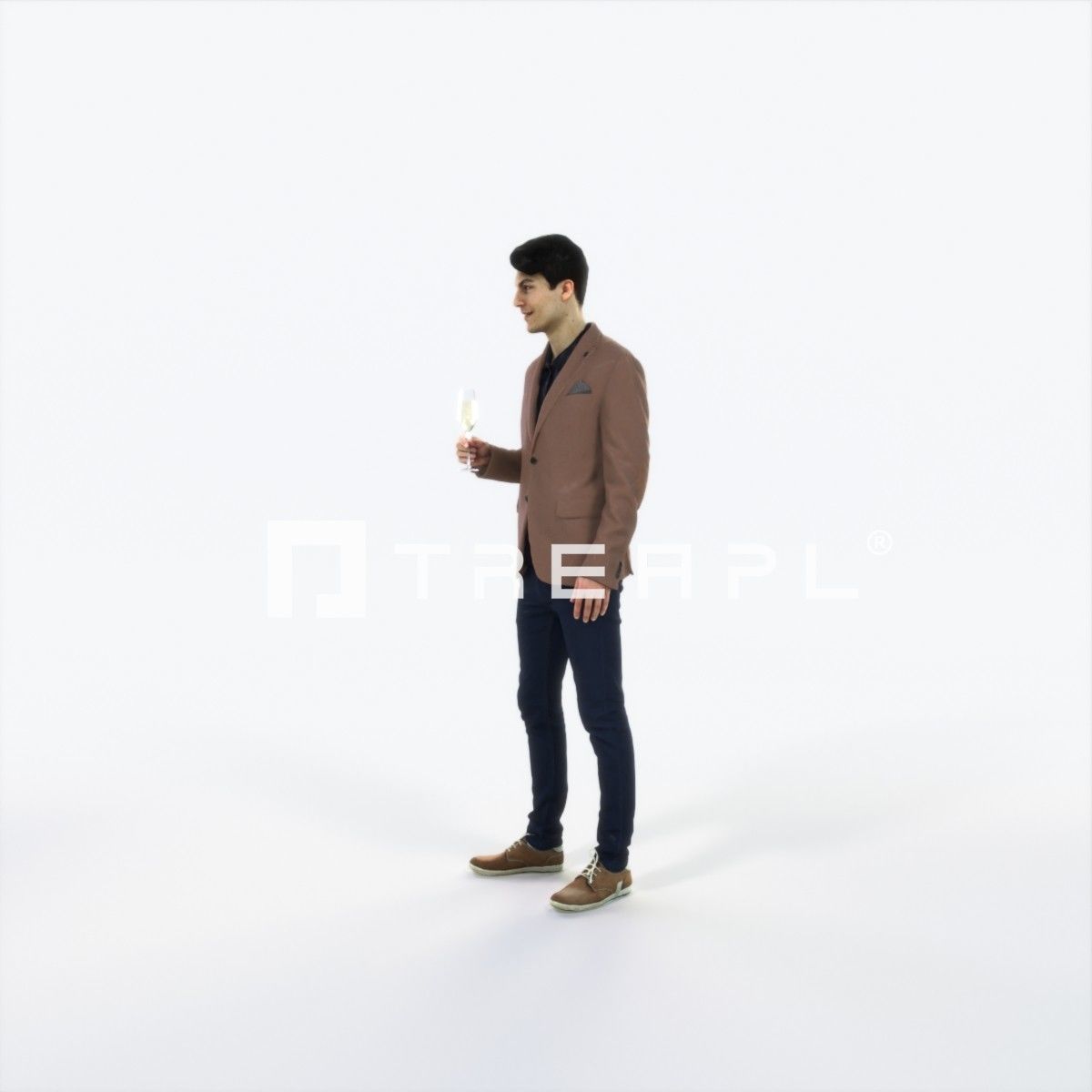 Prime 05E Champagne Glass Casual Man Low-poly 3D model_6