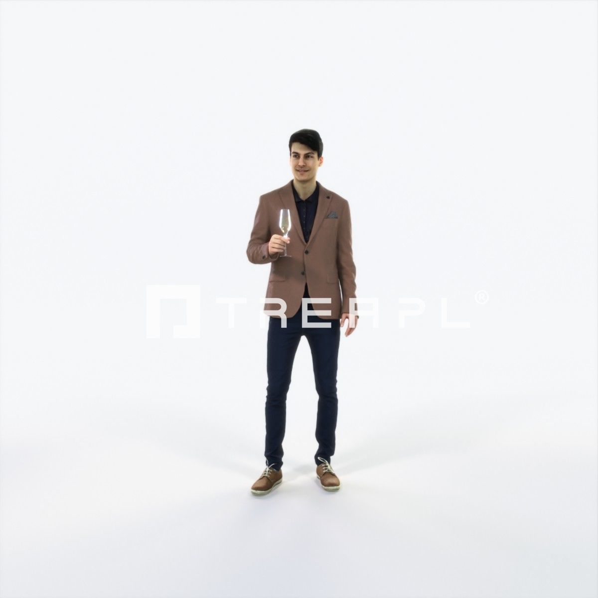 Prime 05E Champagne Glass Casual Man Low-poly 3D model_1