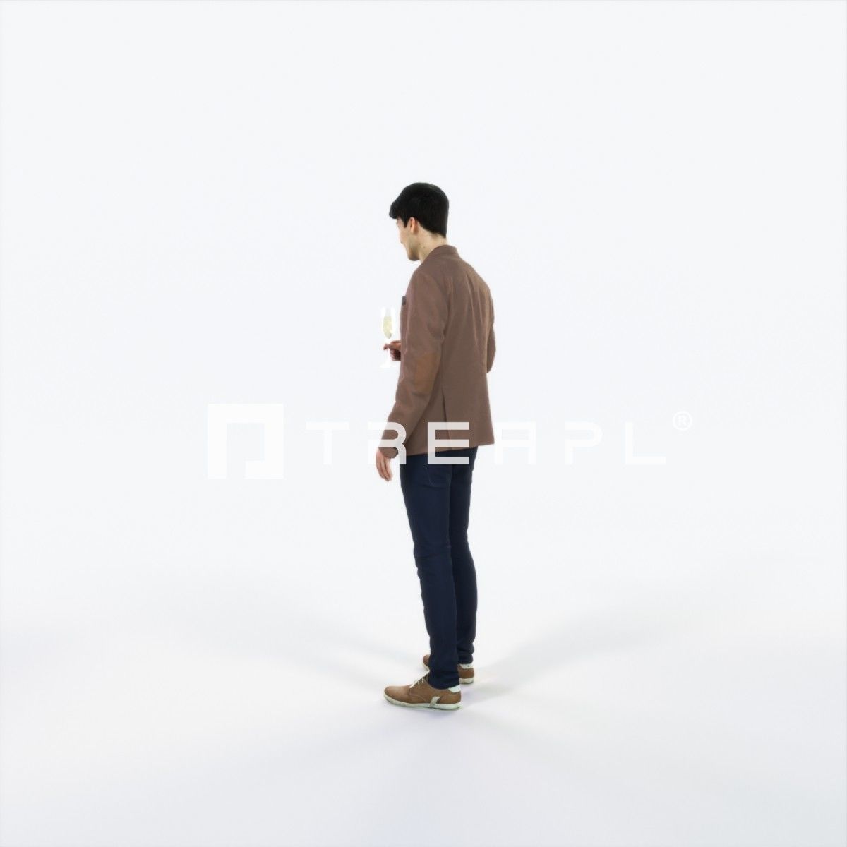 Prime 05E Champagne Glass Casual Man Low-poly 3D model_5