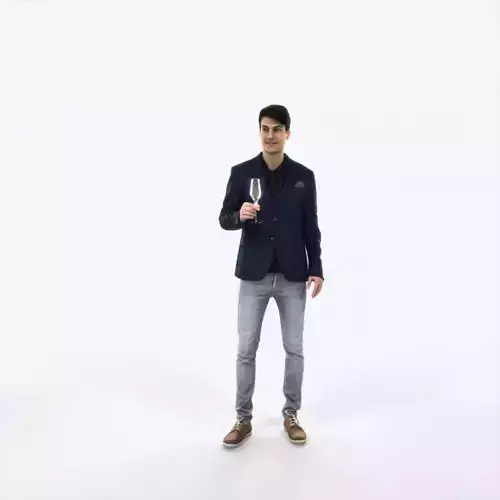 Prime 05A Champagne Glass Casual Man Low-poly 3D model