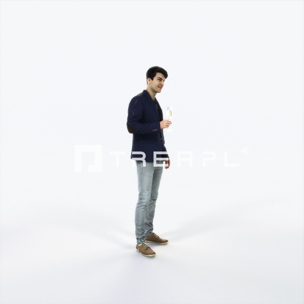 Prime 05A Champagne Glass Casual Man Low-poly 3D model_2