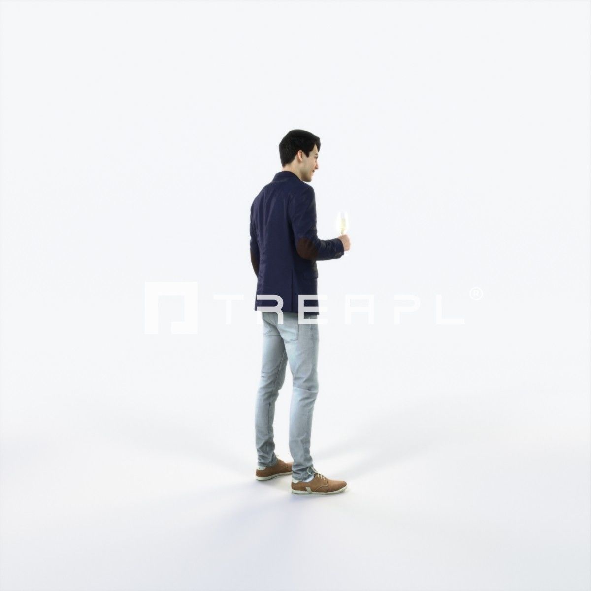 Prime 05A Champagne Glass Casual Man Low-poly 3D model_3