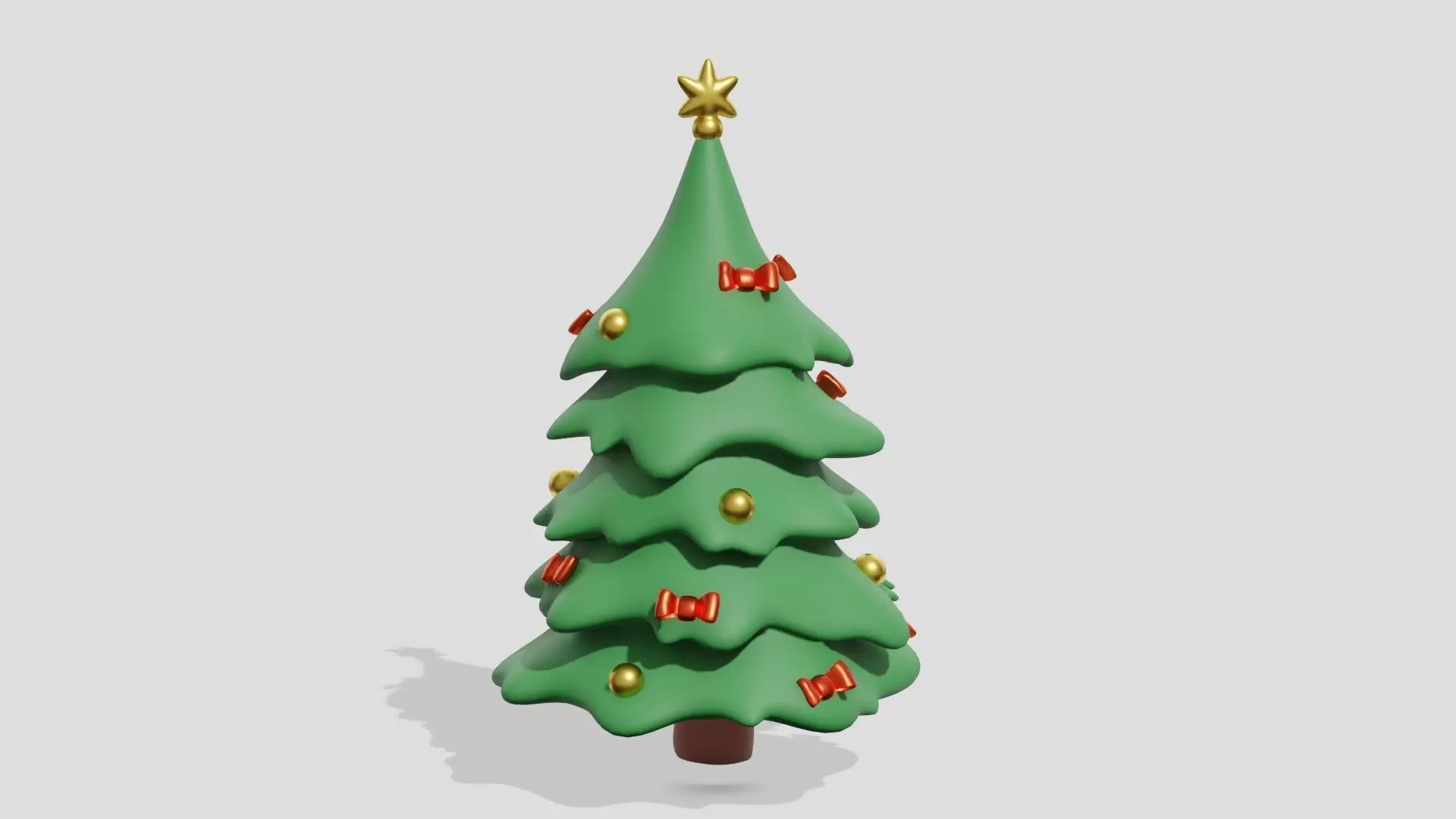 Beautiful Christmas fir tree with bow  3D model_0