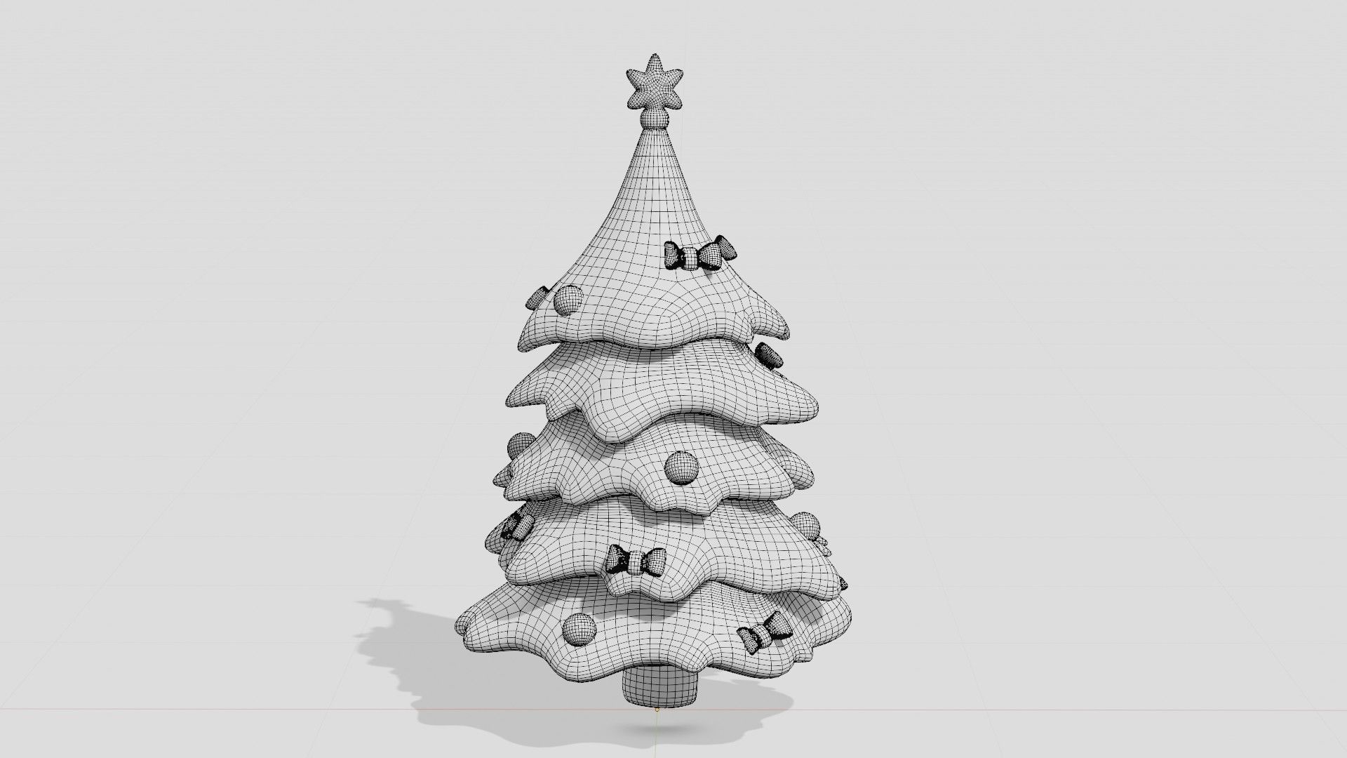 Beautiful Christmas fir tree with bow  3D model_6