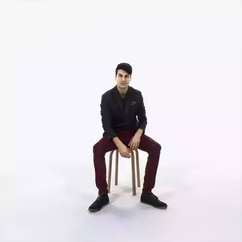 Prime 10K Listening Sitting Casual Man Low-poly 3D model