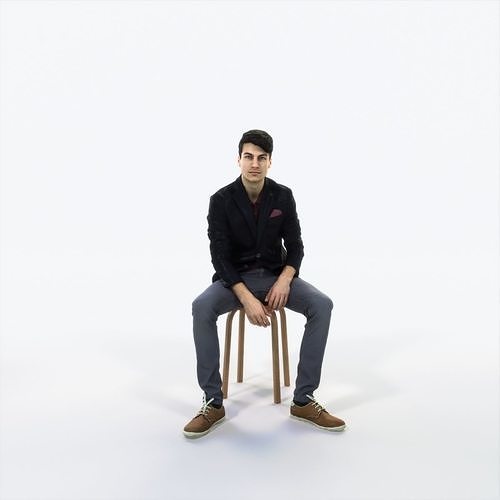 Prime 10H Listening Sitting Casual Man Low-poly 3D model