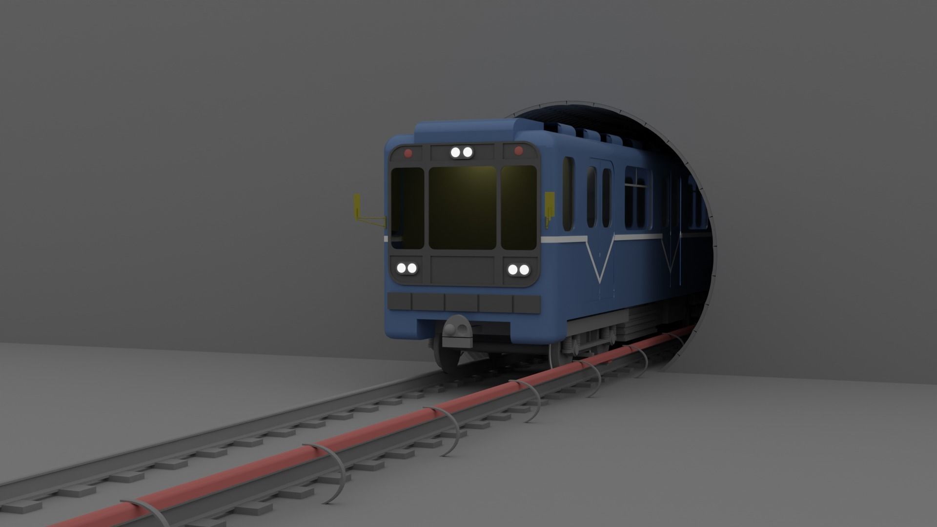 Metro station and train Low-poly 3D model_5