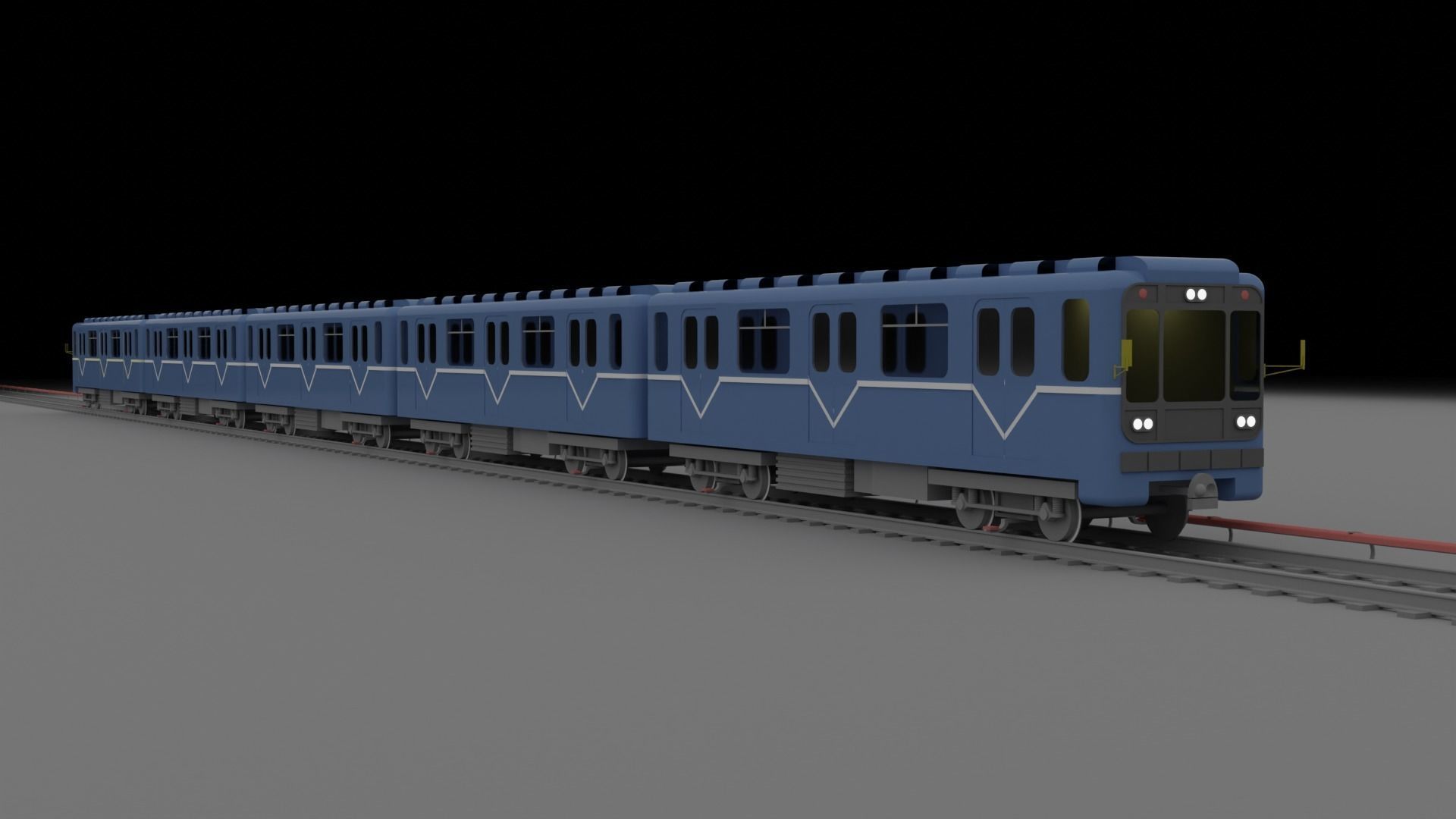 Metro station and train Low-poly 3D model_3