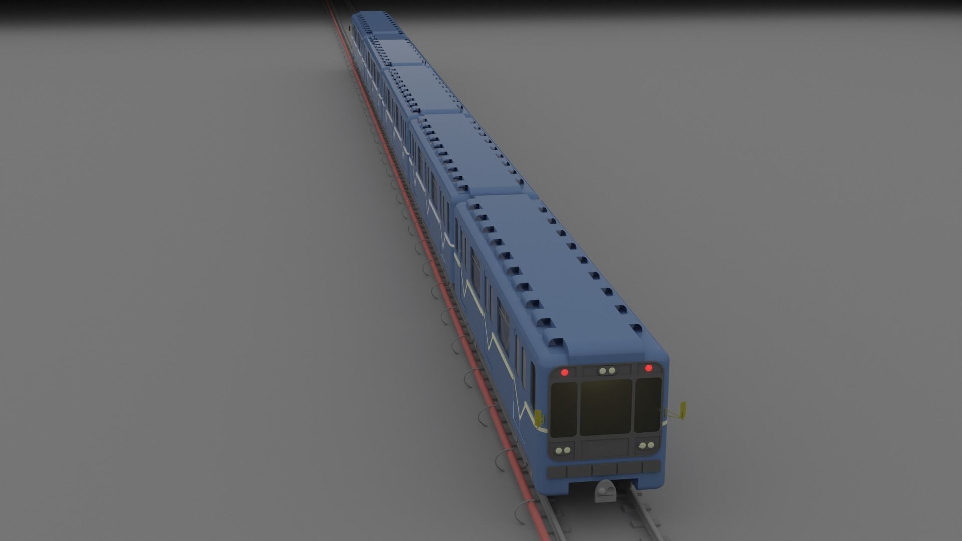 Metro station and train Low-poly 3D model_4