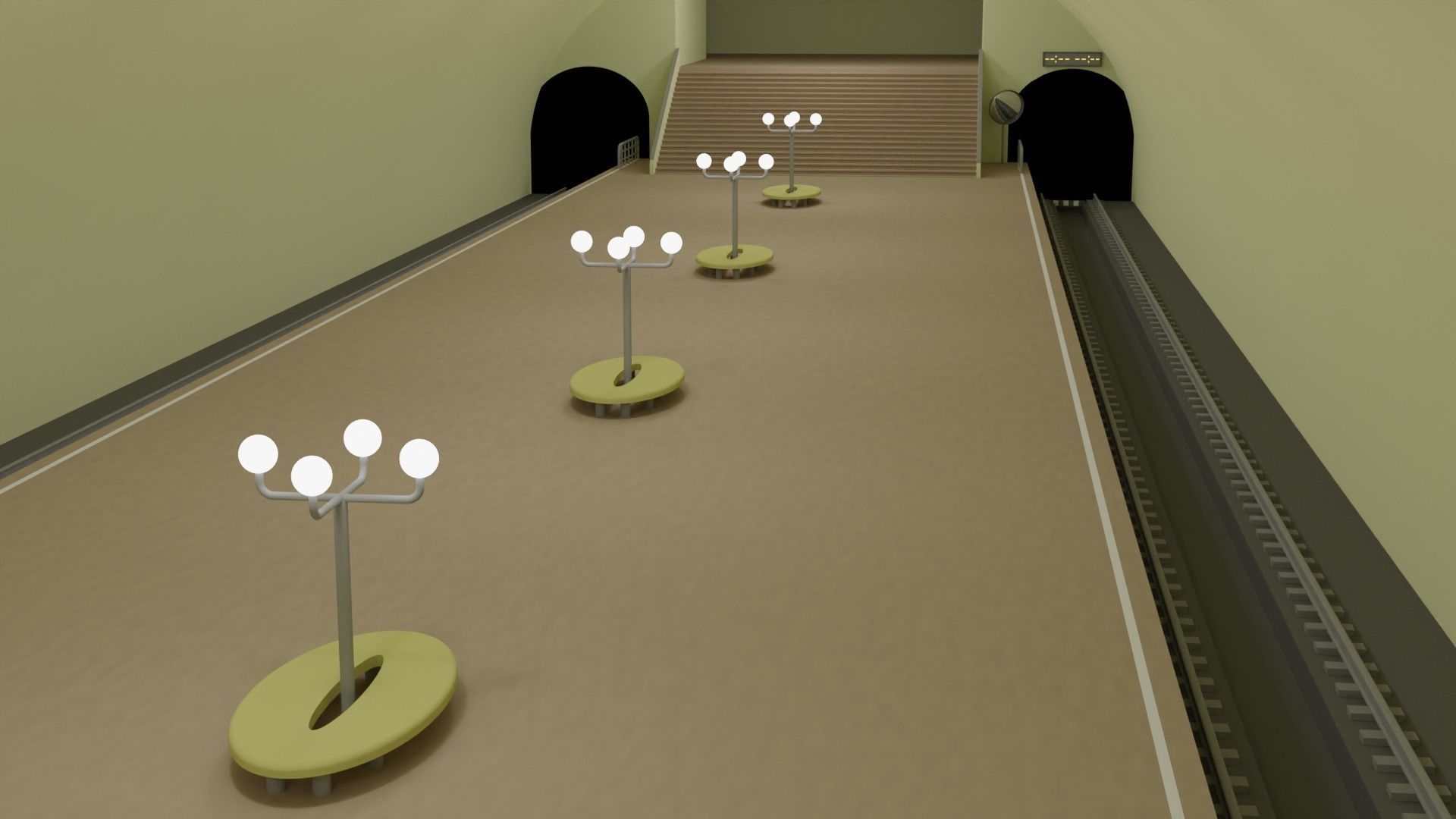 Metro station and train Low-poly 3D model_8