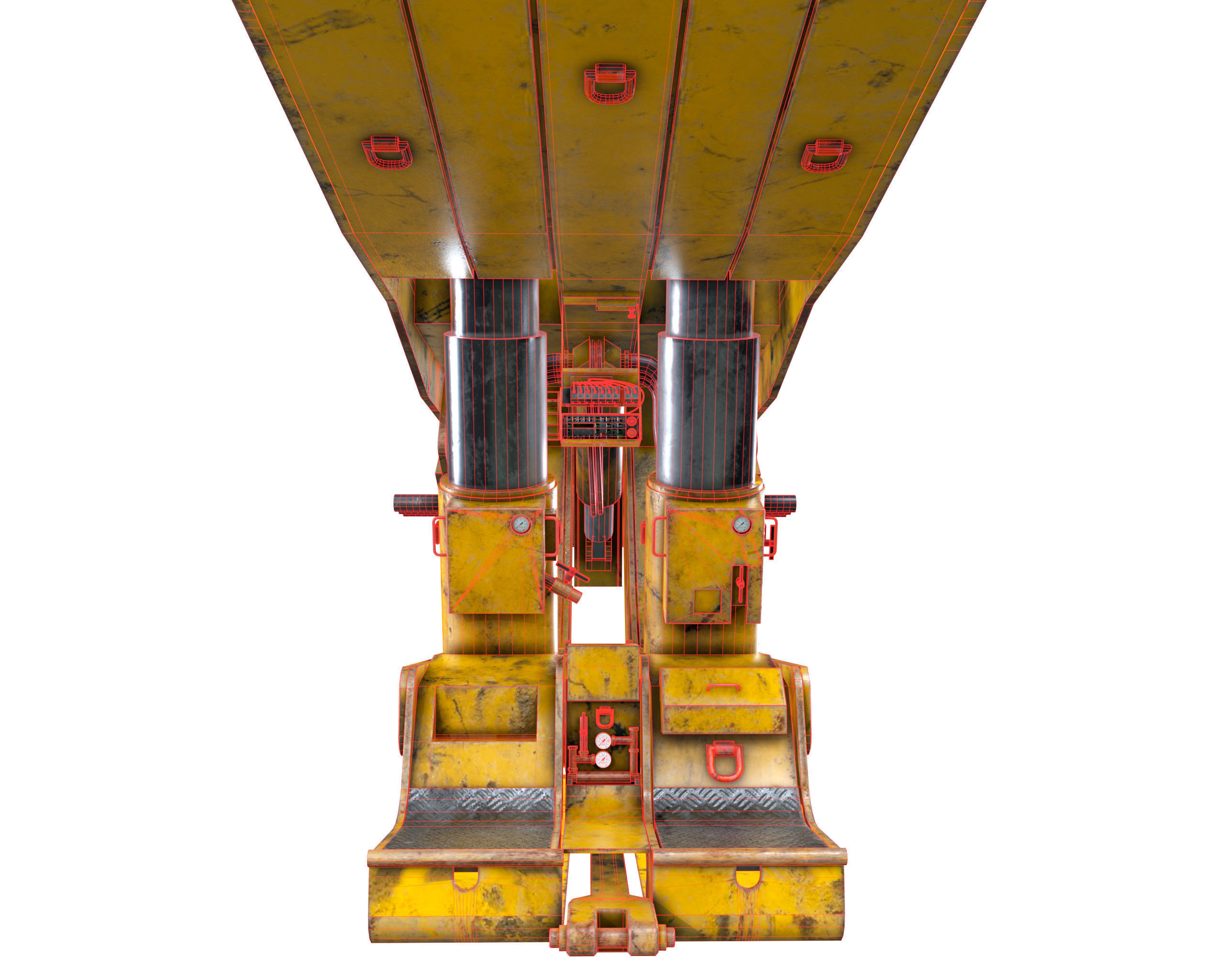 Longwall Mining Roof Support Low-poly 3D model_20