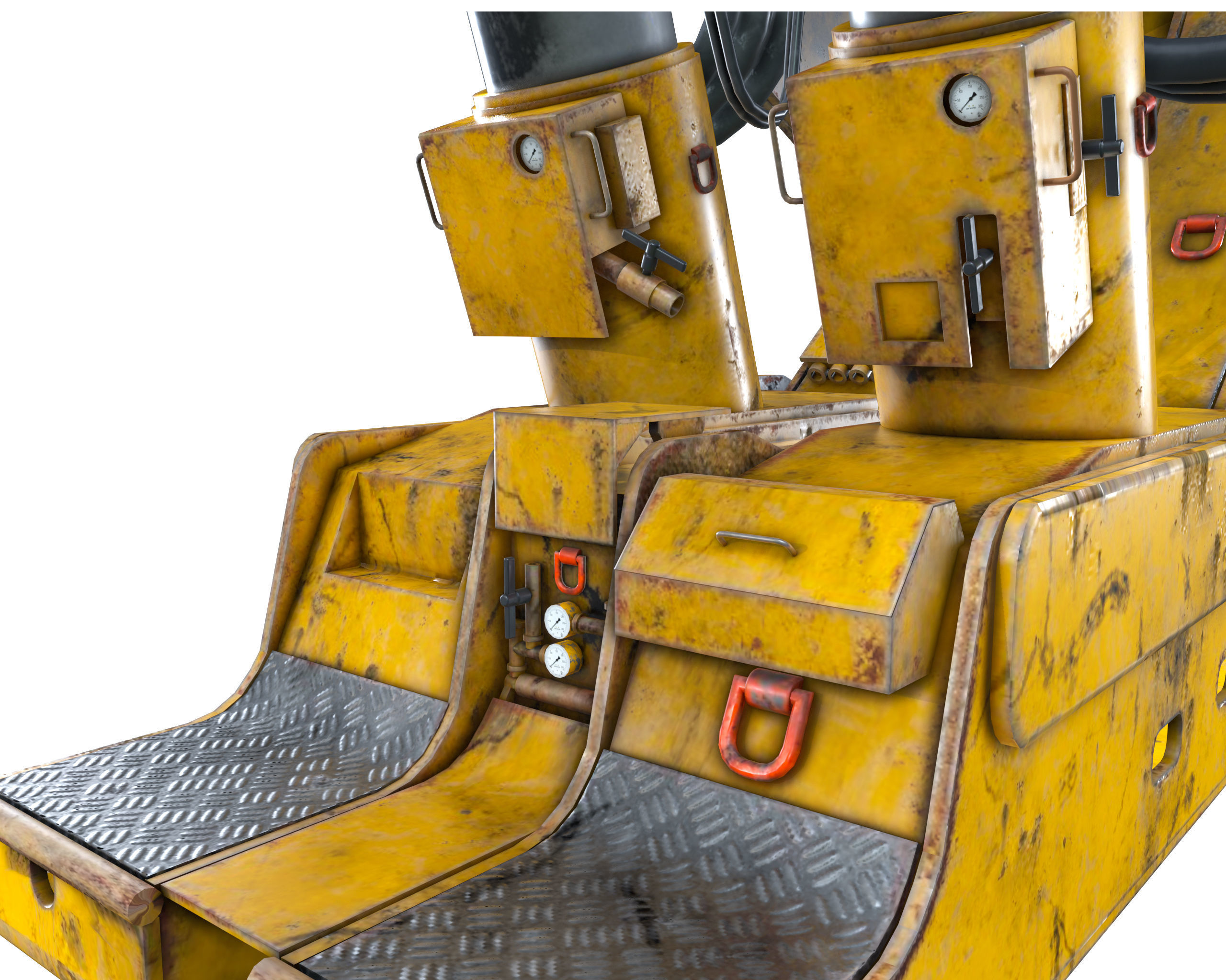 Longwall Mining Roof Support Low-poly 3D model_7