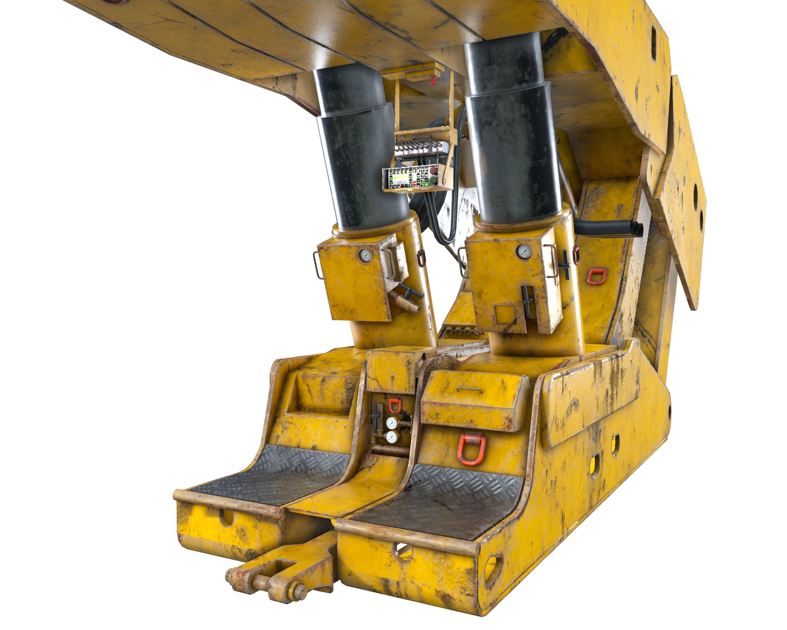 Longwall Mining Roof Support Low-poly 3D model_4